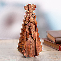 Escultura de madera, 'María la Bendita' - Escultura de la Virgen María de madera de Mohena tallada a mano del Perú