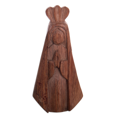 Wood sculpture, 'Mary the Blessed' - Hand-Carved Mohena Wood Virgin Mary Sculpture from Peru
