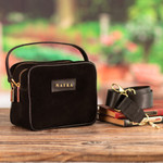 Leather-accented suede sling, 'Princess Midnight' - Leather-Accented Adjustable Suede Sling in Black