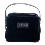 Leather-accented suede sling, 'Princess Midnight' - Leather-Accented Adjustable Suede Sling in Black