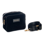 Leather-accented suede sling, 'Princess Midnight' - Leather-Accented Adjustable Suede Sling in Black