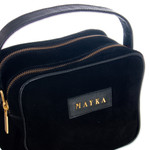 Leather-accented suede sling, 'Princess Midnight' - Leather-Accented Adjustable Suede Sling in Black