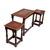 Mesas de madera y cuero, (Juego de 3) - Juego de 3 mesas clásicas de madera y cuero Tornillo hecho a mano