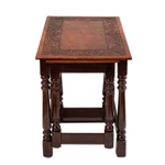 Wood and leather tables, 'Regal Era' (Set of 3) - Set of 3 Handmade Classic Tornillo Wood and Leather Tables
