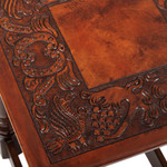 Wood and leather tables, 'Regal Era' (Set of 3) - Set of 3 Handmade Classic Tornillo Wood and Leather Tables
