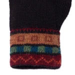100% alpaca gloves, 'Memories of the Region' - Traditional Knit Striped 100% Alpaca Gloves in Warm Hues