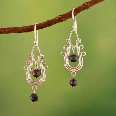 Cultured pearl dangle earrings, 'Peacock Look' - Sterling Silver Dangle Earrings with Peacock Cultured Pearls