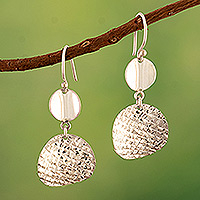 Sterling silver dangle earrings, 'Contemporary Textures'