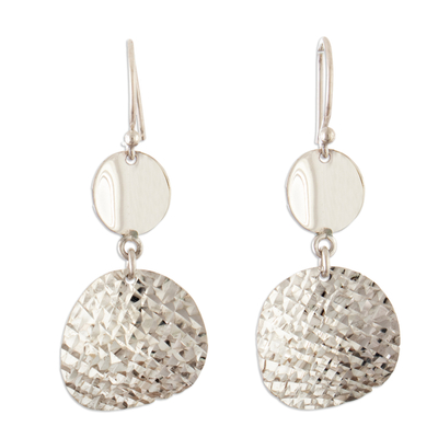 Sterling silver dangle earrings, 'Contemporary Textures' - Silver Dangle Earrings with Polished and Textured Finishes