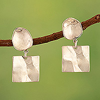 Sterling silver dangle earrings, 'Modern Elegance' - Sterling Silver Dangle Earrings with Contemporary Design