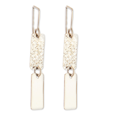 Sterling silver dangle earrings, 'Vibrant Links' - Modern Sterling Silver Dangle Earrings with Link Design