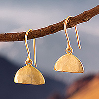 Gold-plated dangle earrings, 'Modern Glam' - Modern Polished Gold-Plated Dangle Earrings from Peru