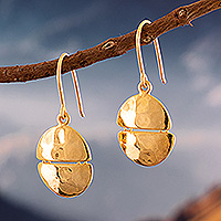 Gold-plated dangle earrings, 'Contemporary Reflections' - Gold-Plated Modern Dangle Earrings with Lustrous Finish