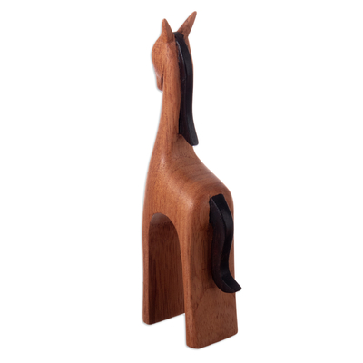 Holzskulptur - Halbminimalistische Skulptur aus Zedernholz mit Pferdemotiv