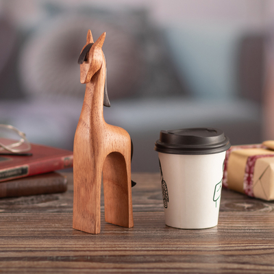 Wood sculpture, 'Sophisticated Horse' - Semi-Minimalist Horse-Themed Cedar Wood Sculpture