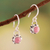 Rhodonite dangle earrings, 'Compassion Blossom' - Floral Sterling Silver Dangle Earrings with Pink Rhodonite
