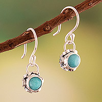 Amazonite dangle earrings, 'Frugal Blossom'
