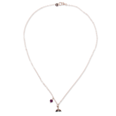 Amethyst pendant necklace, 'Sea Power' - Ocean-Themed Natural Amethyst Pendant Necklace from Peru
