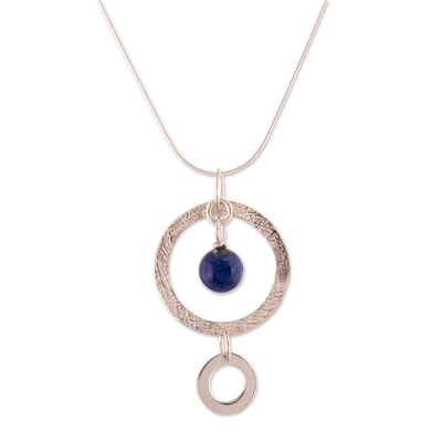 Collar colgante de lapislázuli - Collar moderno con colgante de lapislázuli en plata de primera ley