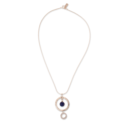 Collar colgante de lapislázuli - Collar moderno con colgante de lapislázuli en plata de primera ley