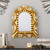 Gilded bronze wood wall mirror, 'Golden Window' - Window-Shaped Antique Gilded Bronze Wood Wall Mirror