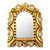 Gilded bronze wood wall mirror, 'Golden Window' - Window-Shaped Antique Gilded Bronze Wood Wall Mirror