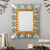 Reverse painted glass wall mirror, 'Marine Flair' - Reverse Painted Glass Wood Bronze Aluminum Leaf Wall Mirror (image 2) thumbail