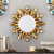 Gilded bronze wood wall mirror, 'Golden Leaves' - Handmade Leaf-Themed Antique Gilded Bronze Wood Wall Mirror (image 2) thumbail