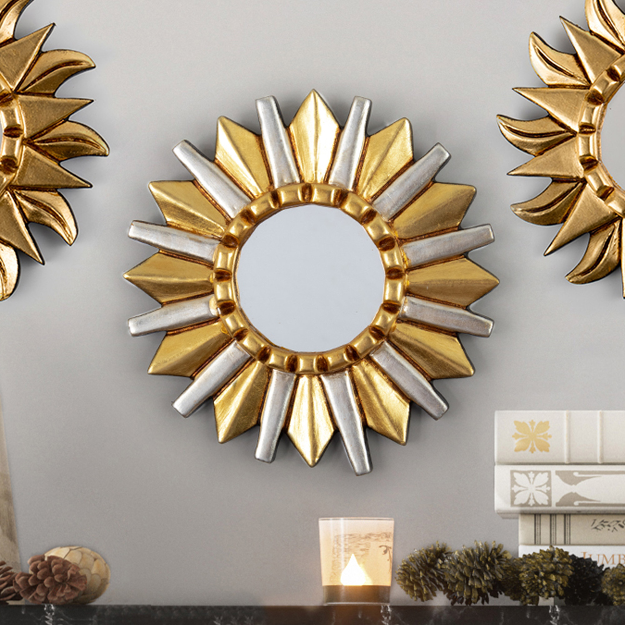 Moon mirror and wooden stars. Unbreakable wood mirror. Wooden -   Portugal