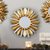 Wandspiegel aus vergoldeter Bronze und Aluminiumholz - Antiker Stern-Wandspiegel aus Holz mit Blatt aus Bronze und Aluminium