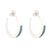 Amazonite half-hoop earrings, 'Dual Enchantment' - Sterling Silver Half-Hoop Earrings with Inlaid Amazonite Gem thumbail