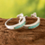 Amazonite half-hoop earrings, 'Dual Enchantment' - Sterling Silver Half-Hoop Earrings with Inlaid Amazonite Gem (image 2b) thumbail
