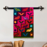 Wool tapestry, 'Childhood Dream' - Fringed Bird-Themed Wool Tapestry Hand-Woven in Peru