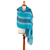 100% alpaca shawl, 'Cerulean Lagoon' - Loomed Striped Cerulean and Midnight 100% Alpaca Shawl