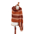 100% alpaca shawl, 'Striped Vibrancy' - 100% Alpaca Shawl in Orange & Brown with Stripes and Fringes