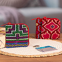 Monedero de algodón, 'Belleza Andina' - Monedero de algodón tejido y bordado a mano del Perú