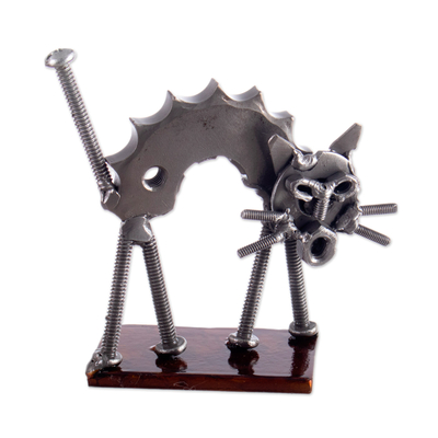 Recycled metal sculpture, 'Stray Cat' - Eco-Friendly Handcrafted Recycled Metal Cat Sculpture