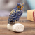 Sodalite and onyx sculpture, 'Sage Owl' - Handcrafted Sodalite Owl Sculpture with White Onyx Base (image 2) thumbail