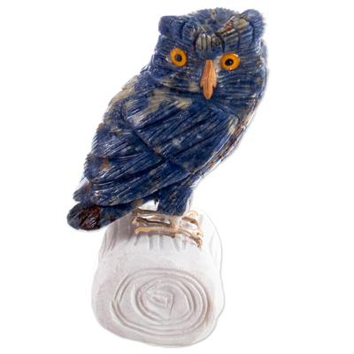 High Quality Blue Onyx Owl Carving