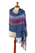 Alpaca blend shawl, 'Mountain Sky' - Handwoven Striped Fringed Alpaca Blend Shawl in Periwinkle