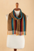 100% alpaca scarf, 'Proud Fields' - Handwoven Striped Soft Brown 100% Alpaca Scarf with Fringes
