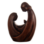 Wood sculpture, 'Nazareth Family' - Hand-Carved Minimalist Holy Family Cedarwood Sculpture