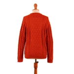 100% alpaca pullover sweater, 'Rusty Honeycomb' - Soft Honeycomb-Patterned Rust 100% Alpaca Pullover Sweater