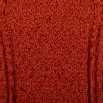 Suéter tipo pullover 100% alpaca - Jersey suave con diseño de panal color óxido 100% alpaca