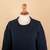 100% alpaca sweater, 'Blue Florentine' - Cable Knit and Geometric Patterned Blue 100% Alpaca Sweater
