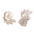 Cultured pearl button earrings, 'Embrace Freedom' - Cultured Pearl Sterling Silver Wing-Shaped Button Earrings