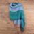 100% baby alpaca shawl, 'Andean Rivers' - Handloomed Soft Cerulean and Purple 100% Baby Alpaca Shawl (image 2) thumbail