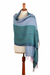 100% baby alpaca shawl, 'Andean Rivers' - Handloomed Soft Cerulean and Purple 100% Baby Alpaca Shawl thumbail