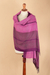 100% baby alpaca shawl, 'Andean Elysium' - Handloomed Soft Lilac and Plum 100% Baby Alpaca Shawl (image 2b) thumbail