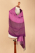 100% baby alpaca shawl, 'Andean Elysium' - Handloomed Soft Lilac and Plum 100% Baby Alpaca Shawl